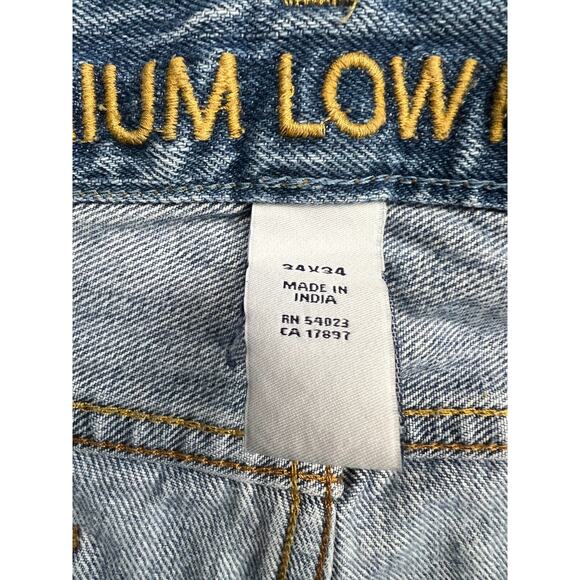 GAP Premium Low Rise Boot Jeans Mens 34x34 Blue Denim Faded Distressed Comfort - Picture 9 of 15